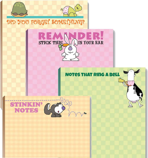 Cute Humorous Notepads, 4 Assorted Funny Note Pads