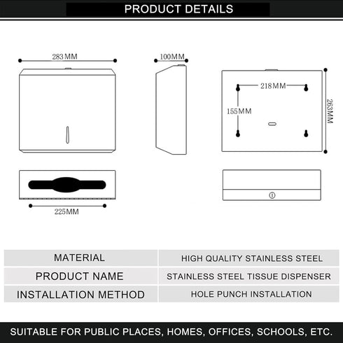 Comercial Paper Towel Dispenser Wall Mount, Stainless Steel Hand Towel Dispenser with Lock, Trifold/C Fold Paper Towel