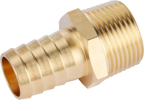 U.S. Solid Brass Hose Fitting Adapter, 3/4" Barb x 3/4" NPT Male Pipe Fittings