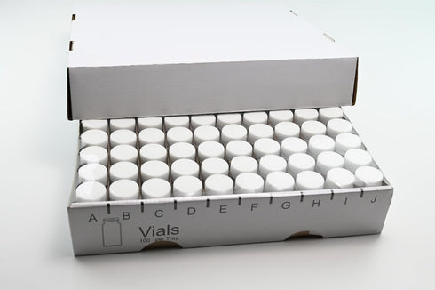 20ml Glass Vials, 24-400 Screw Neck with White Caps, Leakproof, Pack of 100