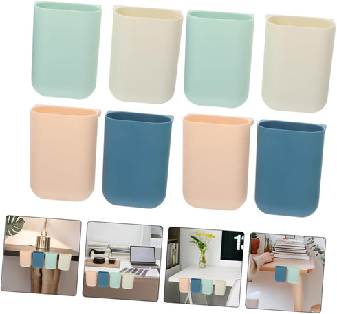 8-Piece KALLORY Multifunctional Desktop Organizer Portable Garbage Bin Hanging Storage Cup Holder Rolling Cart