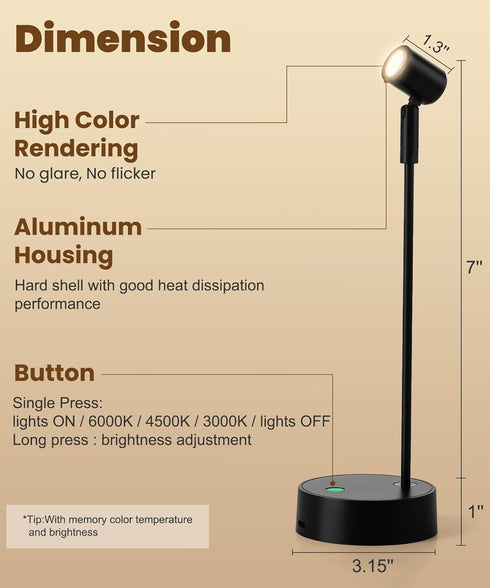 Wall,3 Dimmable (1 Pack) Wireless Battery Operated Picture Light for Color LED Art Lighting for Paintings,Magnetic