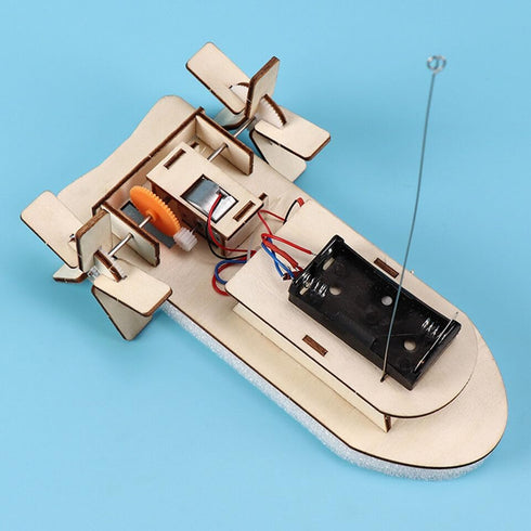 LAMCHAM Creative Wooden Remote Control Yacht DIY Hand-assembled RC Boat Toy Kit
