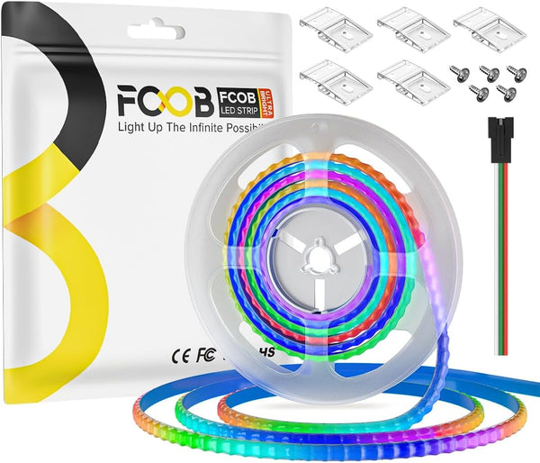 WS2812B IC RGB COB LED Strip 9.84FT 5V Individual Addressable Smart RGB
