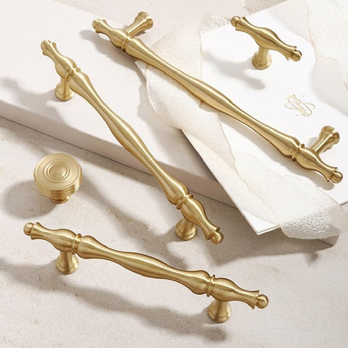 SANCHAKOU 2 Pack 96Mm Brass Knobs Brass Cabinet Door Handles Wardrobe Shoe Cabinet Bedside Cabinet Cabinet Door Copper