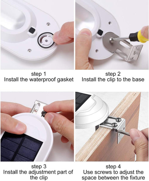 MOLEBIT 18 200 2-Pack) Solar Gutter Lights Outdoor Security Light, Waterproof Wall Sconces Lights Super Bright LED