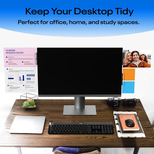 Crpich Acrylic Monitor Copyholder with Adhesive Magnetic Plate, Removable Memo Holder for Notes, Photos & Documents