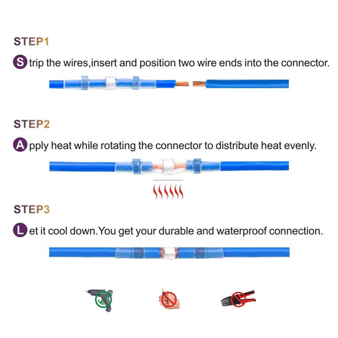 250PCS Waterproof Solder Seal Wire Connectors, Heat Shrink Butt Connector, Insulated Electrical Terminals for Marine