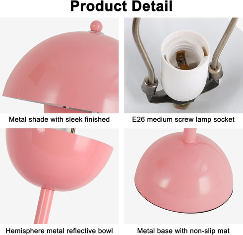 COSYLUX Modern Small Table Lamp for Bedroom, Cute Dome Shade Reflecting Light Reading Lamp for Living Room, Kid's Room