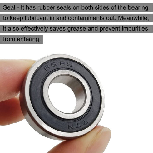 10 PCS R8-2RS Double Rubber Sealed Roller Ball Bearing - 1/2 Inch Bore, ABEC3 Precision Bearing