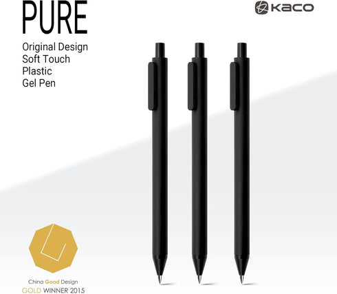 Kaco PURE Gel Pens Black Ink 0.7mm Medium Point, 10 Pieces Set, Original Design, Quick Drying Aesthetic Note Taking Pens Shcool Office Supplies Cute Stationery (10 Black) by Kaco