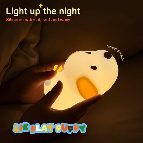 Myratts 7 Dimmable Led Cute Dog Night Light, Colors Puppy Bedside Lamp, Touch Control Night Lamp with Sound Effects