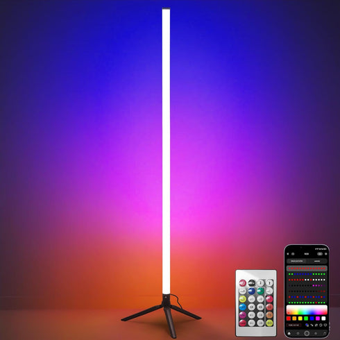 LED RGB Floor Lamp Smart Corner Standing Lamp with Music Sync APP