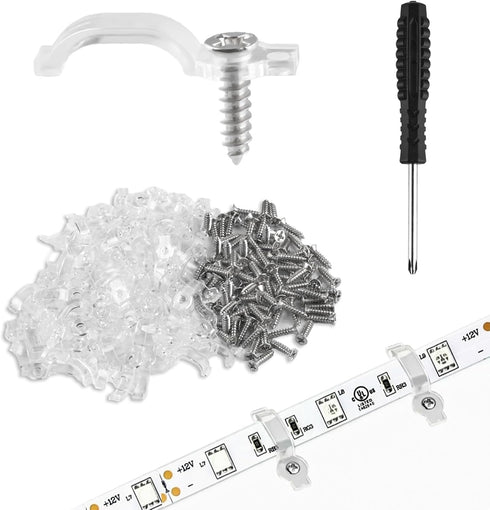 HexinYigjly 100 Pcs Strip Light Mounting Brackets, 10mm Outdoor LED Strip Light Mounting