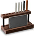 Pencil & Pen Holder for Desk, Solid Walnut Pen Display Stand with 9 Slots and Cell Phone Holder, Aesthetic Decor