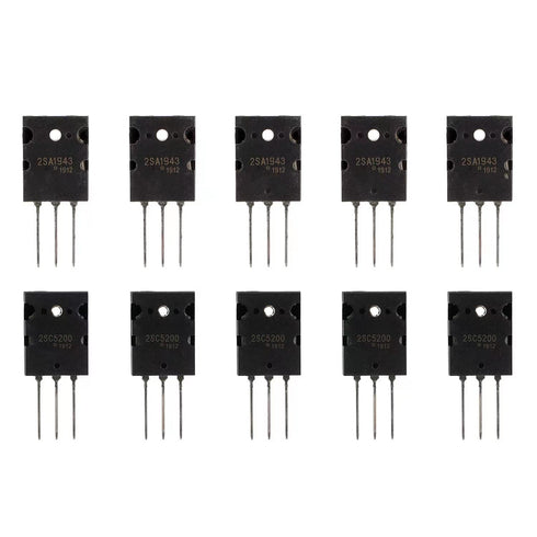 BOJACK 5 Pairs 2SA1943 2SC5200 Amplifier Transistor PNP NPN High Power Audio Silicon Transistor TO-3PL (Pack of 10 pcs)