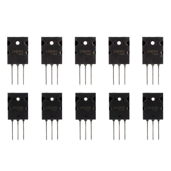 BOJACK 5 Pairs 2SA1943 2SC5200 Amplifier Transistor PNP NPN High Power Audio Silicon Transistor TO-3PL (Pack of 10 pcs)