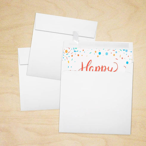 LUXPaper Square Invitation Envelopes | 50 Qty | Peel & Press | 5 1/2" x 5 1/2" | Bright White | 80lb. Text