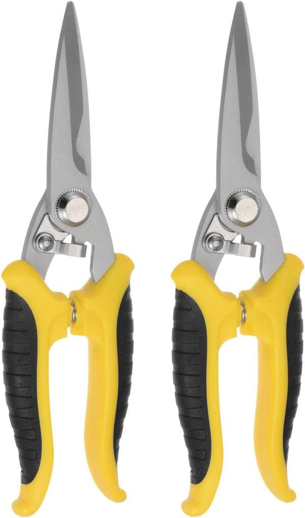 2pcs 8 Inch Industrial Scissors Multi-Purpose Shears with Stainless Steel Blades and Black Yellow Handle