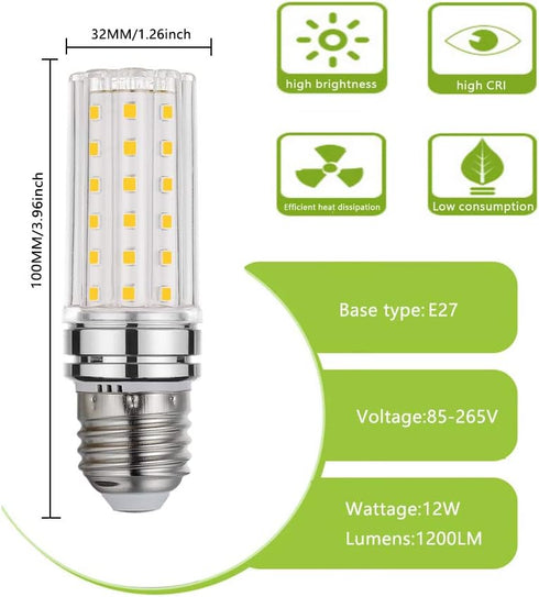 E26 LED Bulb, 12W White 6000K LED Bulbs, 80-100 Watt Light Bulbs Equivalent, E26 Screw Base,1200 Lumens LED Lights 4 Pack White by BOGAO