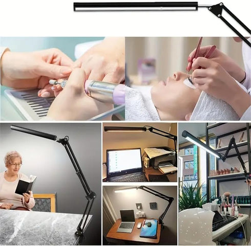 HDView 3 10 LED Desk Lamp with Eye-Caring Modes Brightness, Adjustable Swing Arm Long Flexible Lamp for Office Workers