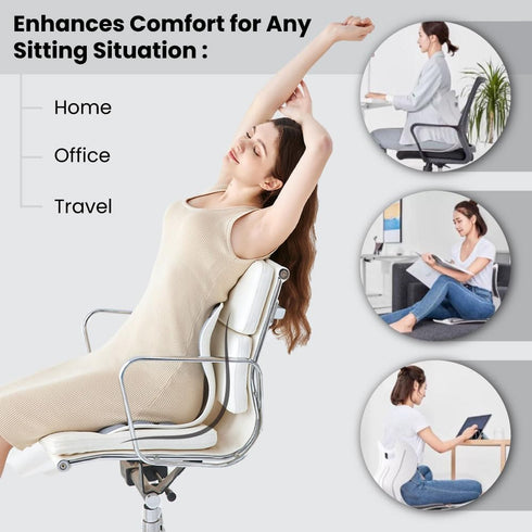 MayaFit 460mm 440mm 340mm, 110-300 lbs Ergonomic Lumbar Support Cushion, Blue, x x Large, for Office Chairs & Car