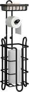 Toilet Paper Holder Stand with Storage Shelf, Free Standing Tissue Paper Roll