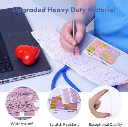 EKG Badge Card Nursing Reference Interpretation ECG Ruler Measurement Cardiac, Cheat Sheet Nurse Accessories