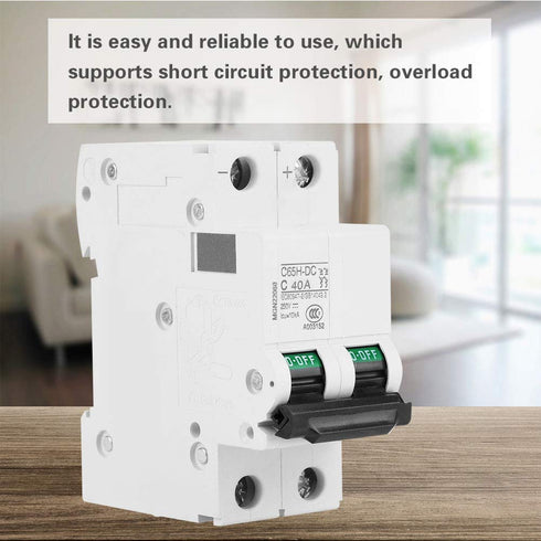 Premium Circuit Breaker, 2P 250V Low Voltage DC Miniature Circuit Breaker for Solar Panels Grid System(40A)