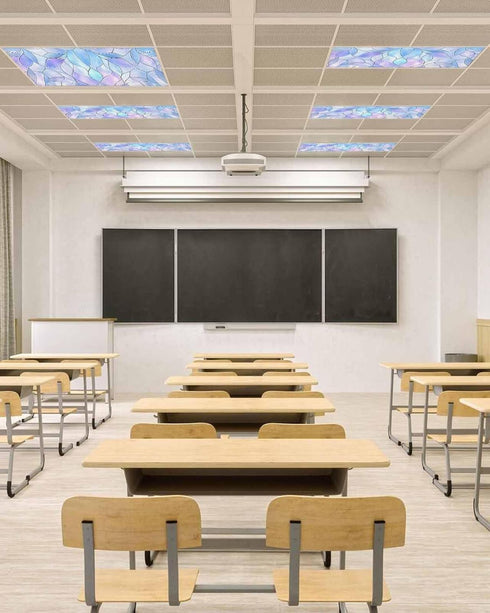Yomandocix 4x2 feet,1 Pack Stained Glass Fluorescent Light Covers for Ceiling Lights Magnetic Light Filters