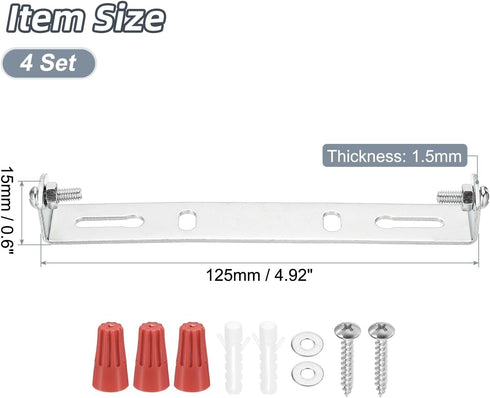 LUMLLSAJI 125mm (4.92") 4 Set Universal Light Fixture Mounting Bracket Kit, Light Crossbar Ceiling Light Plate