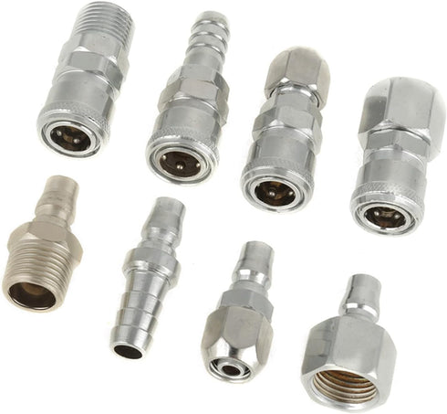 8Pcs Coupling Connector Set, 1/2 Pneumatic Air Compressor Hose Quick Coupler Plug Socket