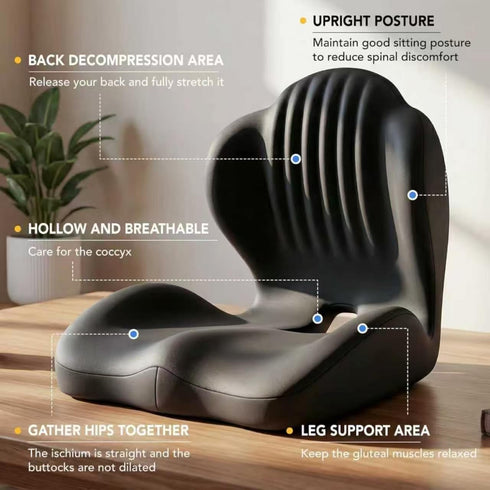 Generic 17.32x15.75x14.57 Inches, Tailbone L-Shaped Ergonomic Seat Cushion with Lumbar Support, Memory Foam Orthopedic