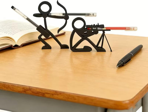 Nwsrayu 2 Set 3D-Printed Pcs Matchstick Pen Holder,Cute Chibi-Style Desk Organizer,Bookshelf Deco, Suitable for Office