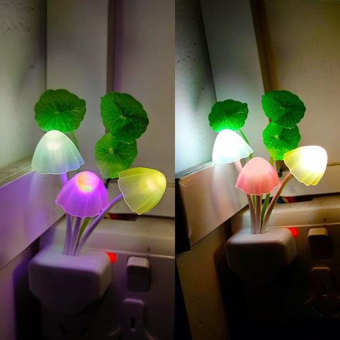 7 Pack 4 AUSAYE Sensor Night Light Plug Into Wall,Auto Night Lights Led Colors Cute LED Lamp Mushroom Light