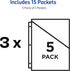 Avery Binder Pockets for 3 Ring Binders - Clear - 8.5" x 11" - 15 Binder Folders Total (3-Pack)
