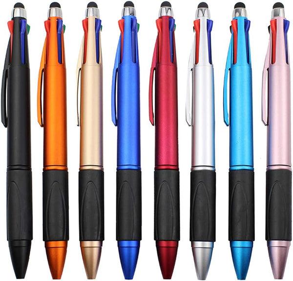 MiSiBao Stylus Pen for Touch Screen, 4 Color in One Multi-Colored Ballpoint Pens, 8-Pack