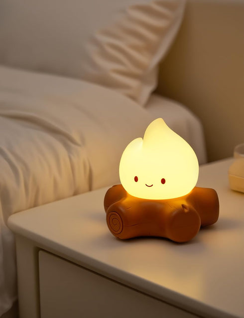 3pcs Dimmable, Campfire Night Light for Kids, Cute Campfire Lamp Gifts, LED Light up Flame Lights, Rechargeable Bedside