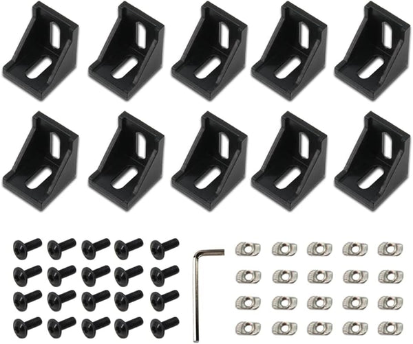 Zeberoxyz 10PCS 4040 Corner Bracket Black Right Angle with M6 Screws for Aluminum Extrusion