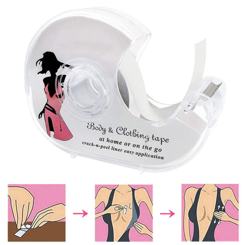 NANASO Body Tape - 5 Rolls Clear Fabric Double Sided Clothing Tape with Dispenser for Clothes and Bra, 82 Feet