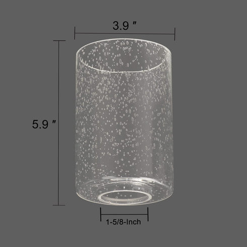 2 Pack, 1 5/8 inch Clear Seeded Glass Cylinder Lamp Shade Lighting Fixture Replacement Globe Cover for Chandelier