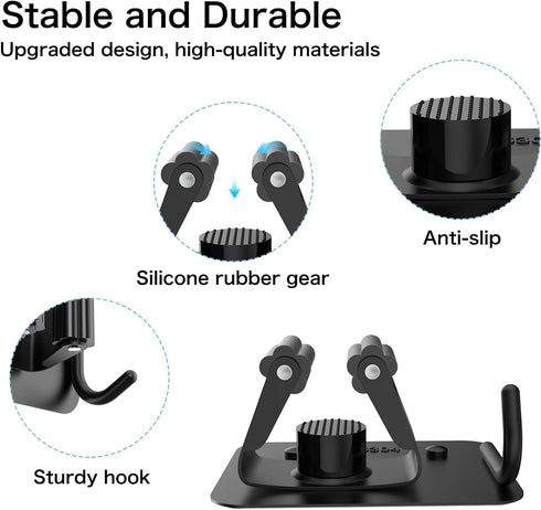 4 Pack nacena No Drill Self Adhesive Broom Mop Holder Wall Mount with Hooks, Heavy Duty Stainless Steel Organizer