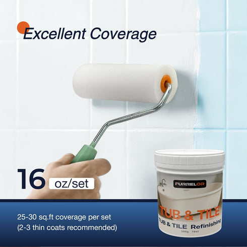 16oz 10pcs 25-30sq.ft Tub and Tile Refinishing Kit, Tub Paint with Tools, Tile Paint Kit Shower Bathtub Paint Water