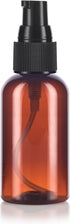 JUVITUS 2 oz Amber Boston Round Plastic Bottles, BPA Free with Black Treatment Pump, 24 Pack