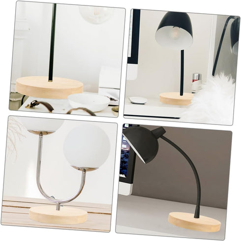 ABOOFAN Wooden Table Lamp Stand, Natural Wood Base Bedside Lamp, Round Solid Lamp Base for Repair