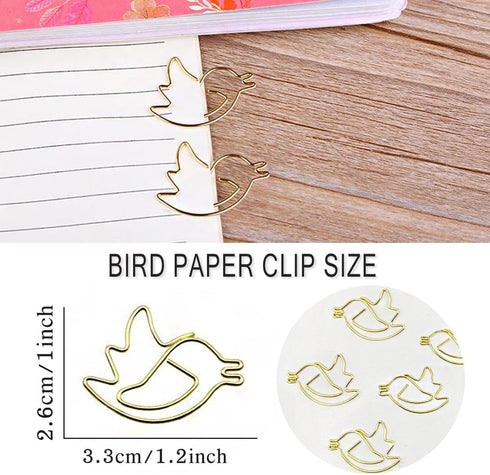 Cute Gold Bird Shape Paper Clips Jruizhp 50 Pcs Creative Decoration Animal Shaped Paperclip, for Document Organizing Book Mark Office Home School Stationery Paper Clip and Binder (Pigeon) by JruiZhp