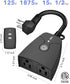 HBN Switch,6-inch Cord,100ft 2 Controls(15A,Dual 3-Prong Outdoor Wireless Remote Control Outlet Plug,Weatherproof Heavy