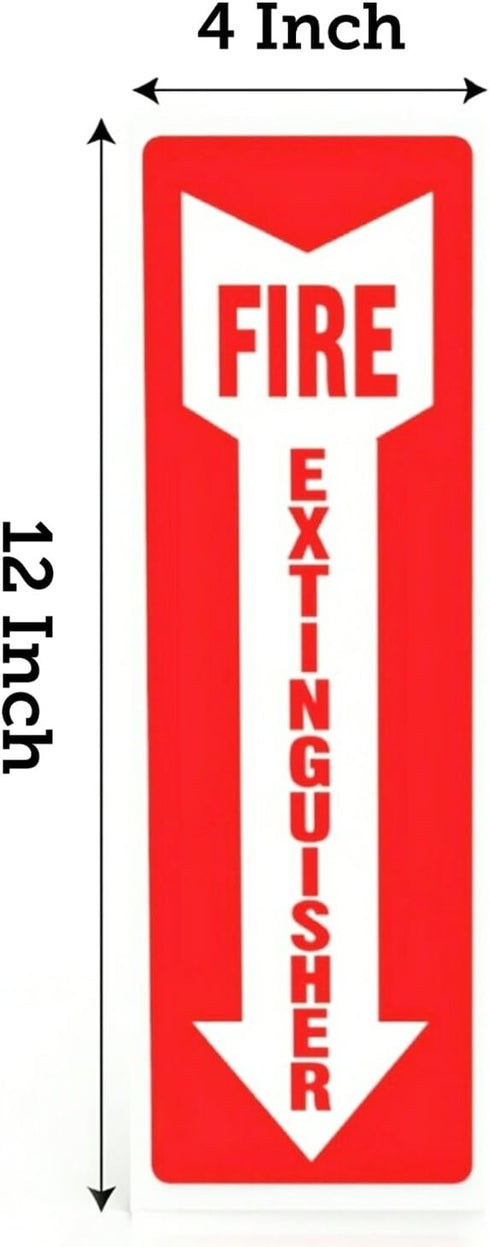 Fire Extinguisher Signs - 12 Pack Safety Sticker, 4" X 12", 5 Mil Vinyl, Bright Red and White, Weatherproof