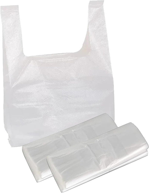 KYHYFJMD Plastic Bags 100 Pack 12.6'' x 6.5" x 19.7" White T-shirt Bag