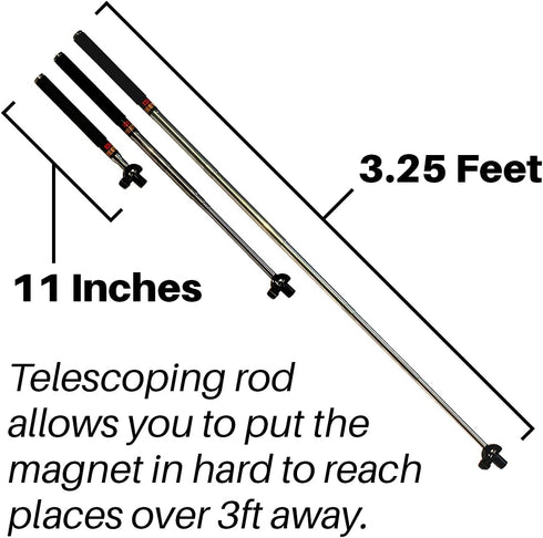 Magnet Pal MagnetStick 39" Telescoping Magnetic Pickup Tool, Heavy Duty Extendable Arm with Neodymium Anti-Rust Magnet